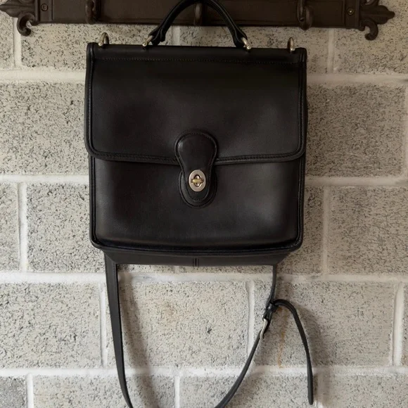 Coach Willis Black Leather Top-Handle Satchel with Detachable Strap - Picture 14 of 16